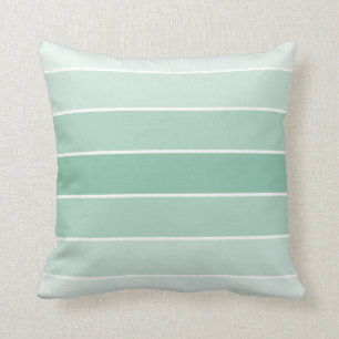 Mint Ombre Stripes Throw Pillow