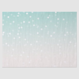 Mint Ombre White Bokeh Confetti Birthday Tissue Paper