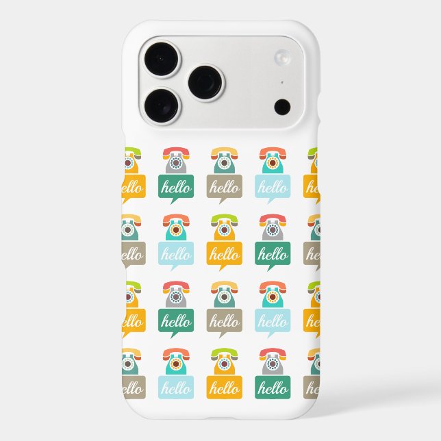 Mint Orange Aqua Tan Retro Telephone Hello (Back)