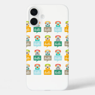 Mint Orange Aqua Tan Retro Telephone Hello iPhone 16 Plus Case