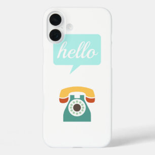 Mint Orange Aqua Tan Retro Telephone Hello iPhone 16 Plus Case
