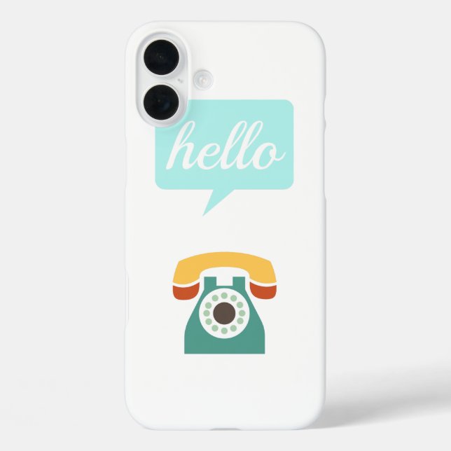 Mint Orange Aqua Tan Retro Telephone Hello Case-Mate iPhone Case (Back)