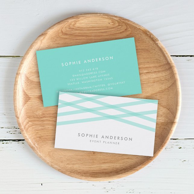 Mint Overlapping Lines Business Card (Creator Uploaded)