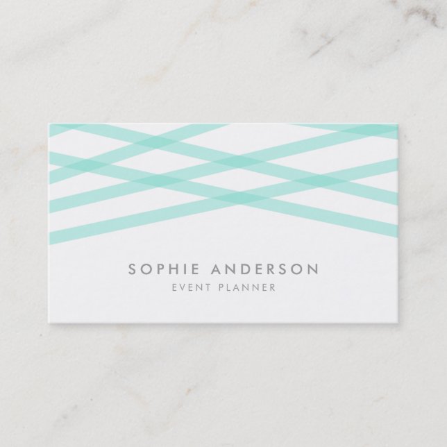 Mint Overlapping Lines Business Card (Front)