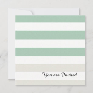 Mint, Pale and White Stripes Birthday Invitation