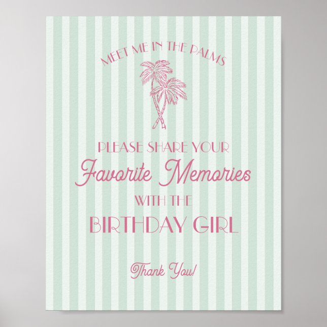 Mint Palm Springs Favourite Memories with Birthday Poster (Front)