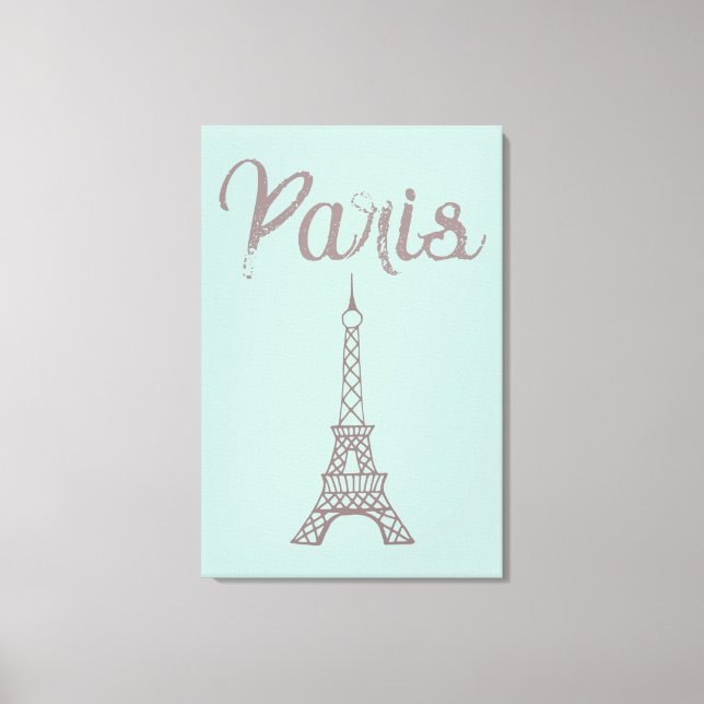 Mint Paris Eiffel Tower Canvas Wall Art  (Front)