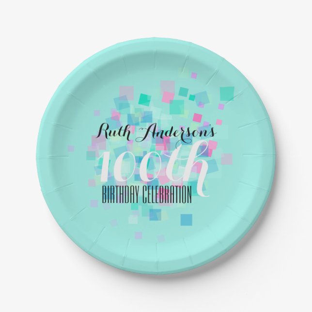 Mint Pastel Colours 100th Birthday Party P Plate (Front)