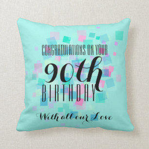 Mint Pastel Colours 90th Birthday Custom Pillow 3