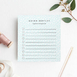 Mint Pastel Leopard Print Personalized Notepad
