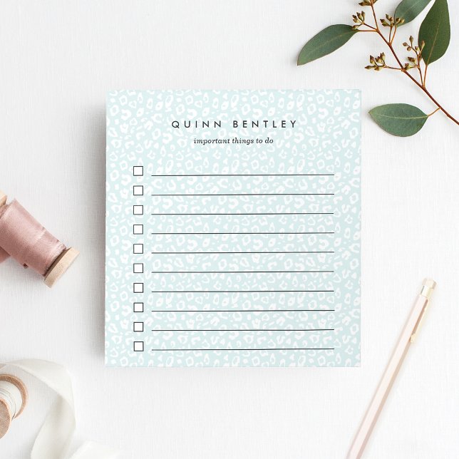 Mint | Pastel Leopard Print Personalized Notepad (Creator Uploaded)