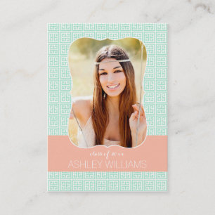 Mint Peach Greek Key Senior Rep Marketing Calling Card