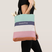 Mint Peach Modern Colour Blocks Stripes Personaliz