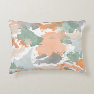 Mint Peach Orange Palette Splatter Accent Pillow
