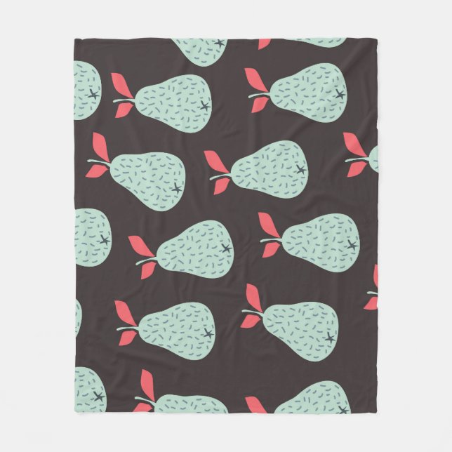 Mint Pears: Vintage Seamless Texture Fleece Blanket (Front)