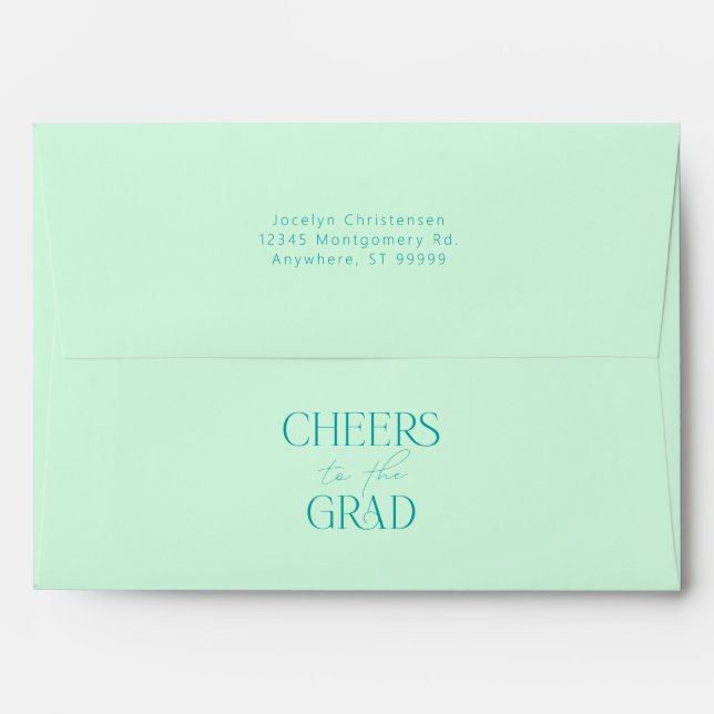 Mint Personalized Cheers to the Grad Graduation Envelope (Back (Top Flap))