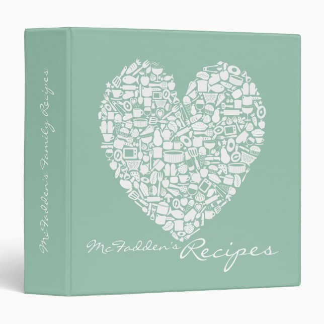 Mint Personalized Name Family Recipe Binder (Front/Spine)