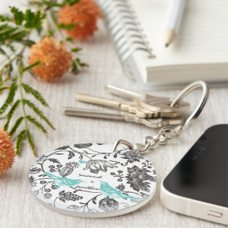 Mint Photo Vintage Modern Love Bird Key Rings