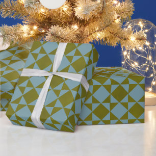 Mint Pine Diamond Tile Wrapping Paper