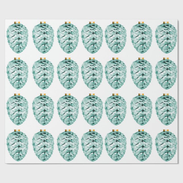 Mint Pinecones Wrapping Paper (Flat)