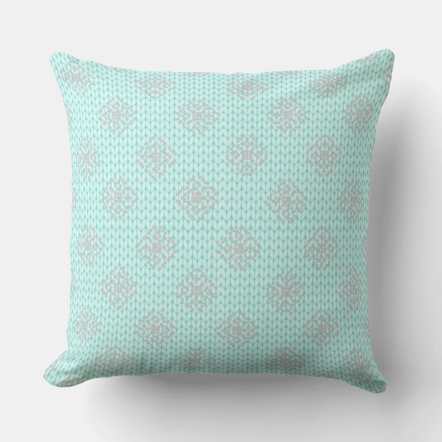 Mint/ Pink Aztec Reversible Pastel Pillow (Front)
