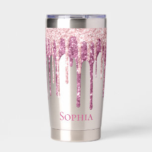 Mint Pink Blush Ice Cream Glitter Drips  Insulated Tumbler