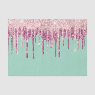 Mint Pink Blush Ice Cream Glitter Drips  Tissue Paper