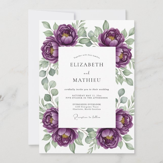 Mint Pink Botanical Bliss Wedding Invitation (Front)