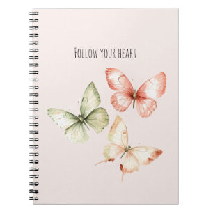 Mint Pink Cream Butterflies Notebook