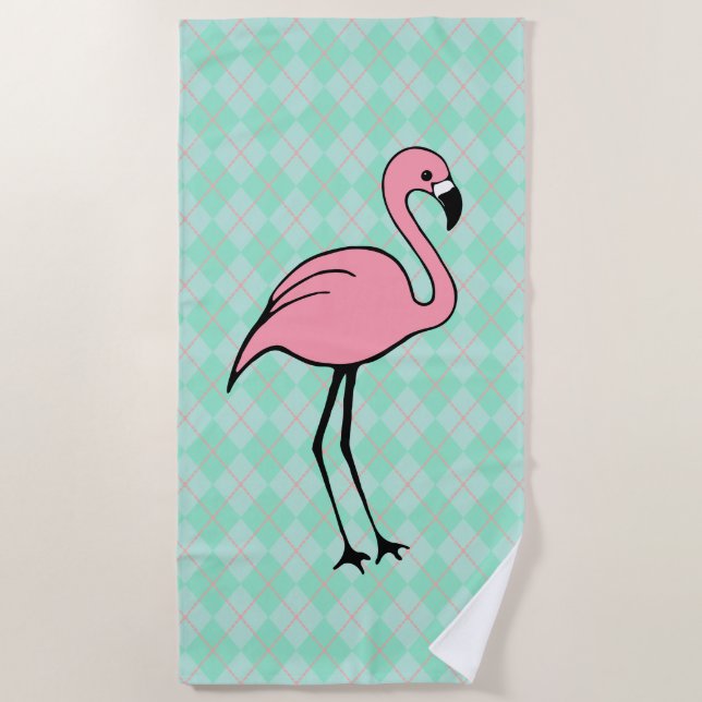 Mint Pink Flamingo Beach Pool Towel Vacation Gift (Front)