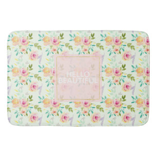 Mint Pink Floral Chic Bath Mat
