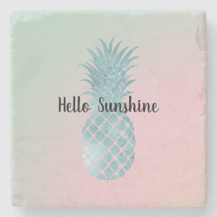 Mint Pink Peach Tie Dye Aqua Pineapple Stone Coaster