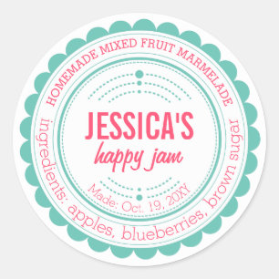Mint Pink Stylish Homemade Modern Jam Circle Label