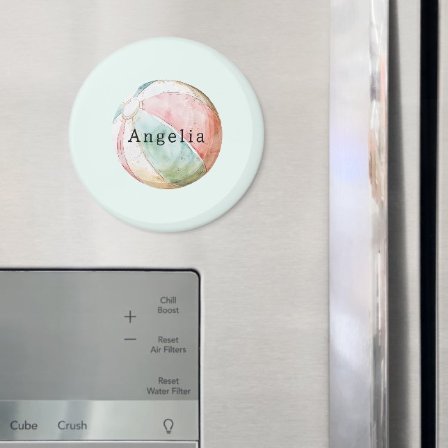 Mint Pink White Beach Ball Magnet (In Situ (Fridge))