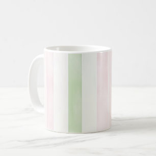 Mint Pink White Stripes Coffee Mug
