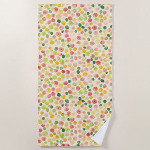 Mint Pink Yellow Green Fruity Dots  Beach Towel