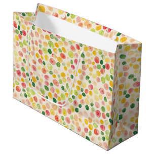Mint Pink Yellow Green Fruity Dots Birthday Large Gift Bag