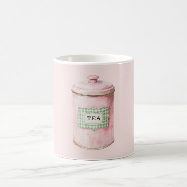 Mint Plaid Pink Tea Coffee Mug (Center)