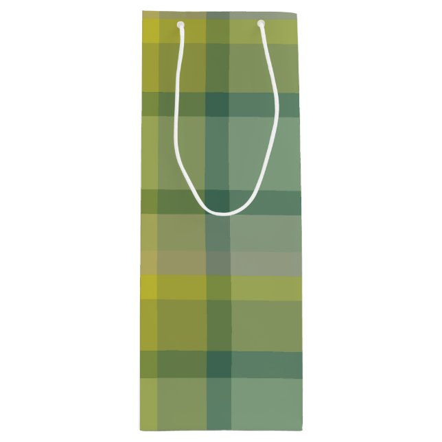 Mint plaid wine gift bag (Front)