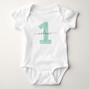 Mint Polka Dots Custom Name 1st Birthday Party Baby Bodysuit