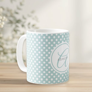 Mint Polka Dots Personalized Name Coffee Mug