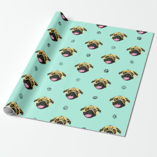 Mint Pug Wrapping Paper