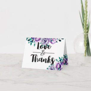 Mint & Purple Floral Watercolor Wedding Thank You Card