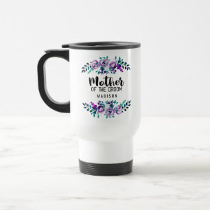 Mint & Purple Floral Wreath Mother of the Groom Travel Mug