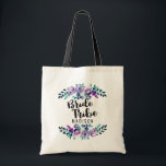 Mint & Purple Floral Wreath Wedding Bride Tribe Tote Bag<br><div class="desc">Mint & Purple Floral Wreath Watercolor Wedding Personalized Bride Tribe Tote Bag with pretty rose and flowers and fun modern Brush Font. Check my shop to see the entire wedding suite for this design!</div>