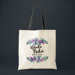 Mint & Purple Floral Wreath Wedding Bride Tribe Tote Bag<br><div class="desc">Mint & Purple Floral Wreath Watercolor Wedding Personalized Bride Tribe Tote Bag with pretty rose and flowers and fun modern Brush Font. Check my shop to see the entire wedding suite for this design!</div>