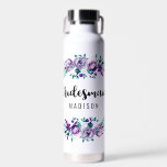 Mint & Purple Floral Wreath Wedding Bridesmaid Water Bottle<br><div class="desc">Mint & Purple Floral Wreath Watercolor Wedding Personalized Bridesmaid Mason Jar Mug with pretty rose and flowers and fun modern Brush Font. Check my shop to see the entire wedding suite for this design!</div>