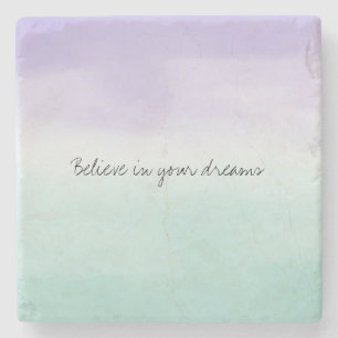 Mint Purple Watercolor Tie Dye Stone Coaster