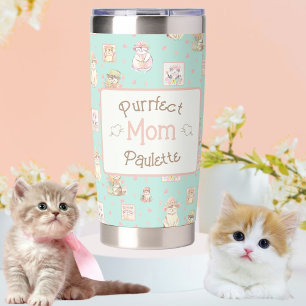 Mint Purrfect Mom Cat Boho Spring Hats Insulated Tumbler