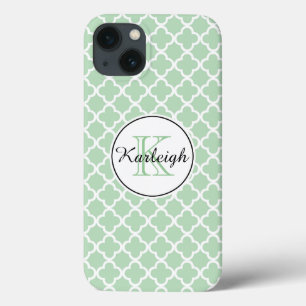 Mint Quatrefoil iPhone 13 Case